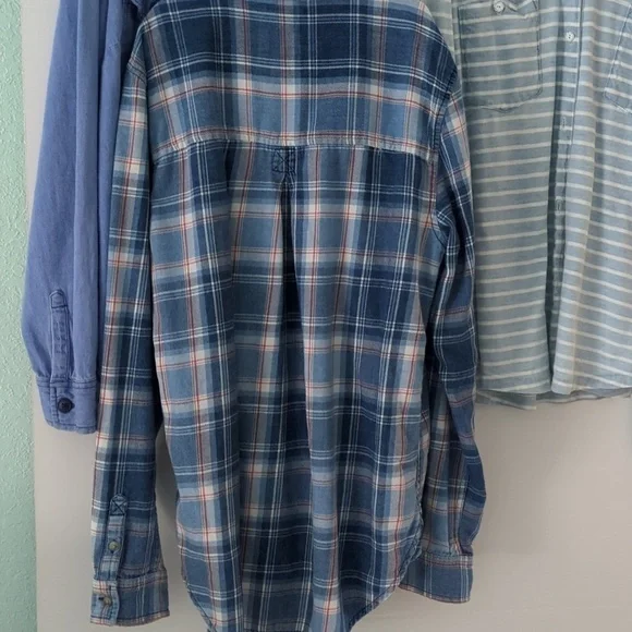 3 Button Down Lot Plad Striped And Solid Western Coastal Cotton Shirts Small - Picture 5 of 9